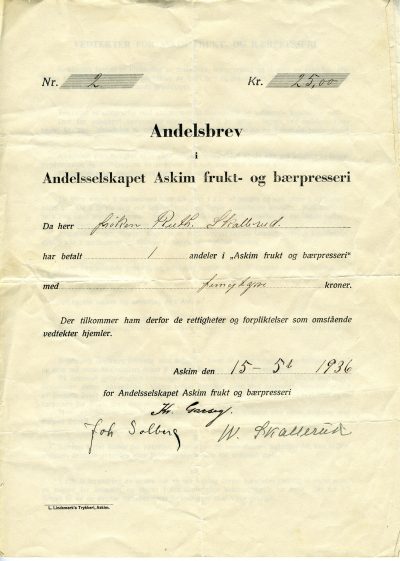 Afb Andelsbrev